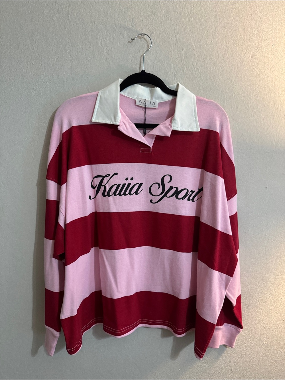 Kaii Pink & Burgundy Striped Rugby Sweatshirt